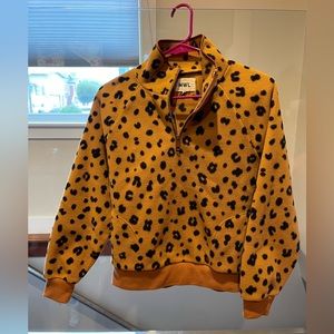 Madewell Spotted Teddy Jacket in Mustard and Black